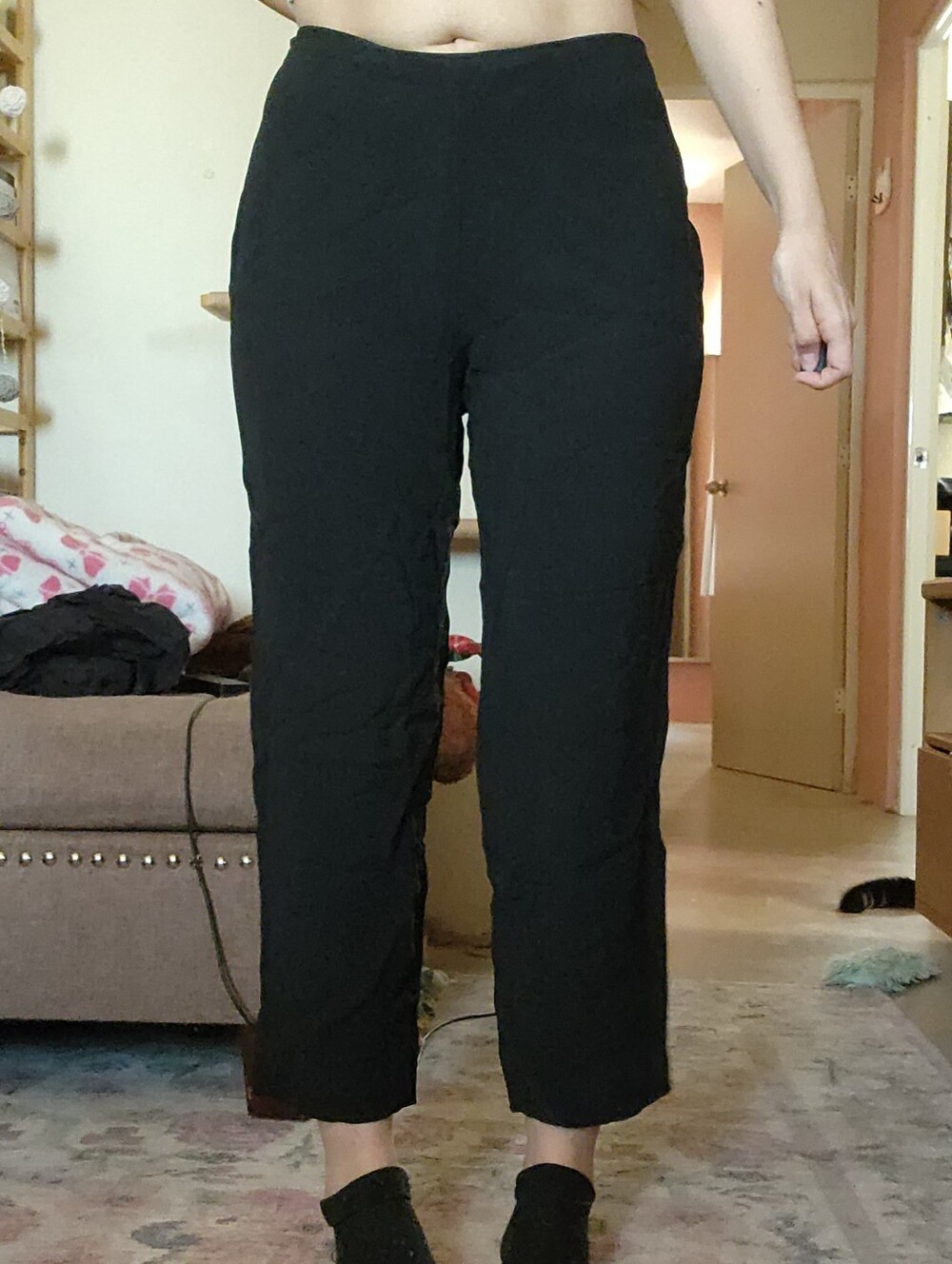 Vintage Etro Cropped Straight Leg Mid-rise Black Pants, Large